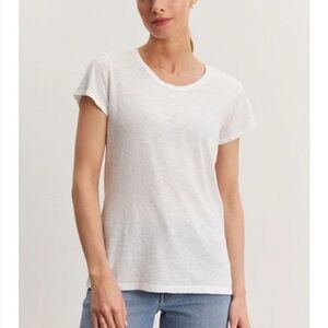 Boden White Slub Cotton Lightweight Short Sleeve Crewneck Essential Tee Size 10